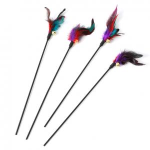    Fun Cat Teaser Toy Plastic Pole Feather Cat Feather Fairy Teaser Stick With Bell Toy